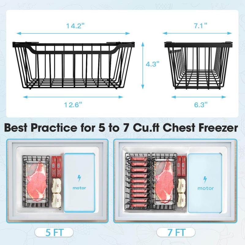 SUNALLY Freezer Organizer Bins  4 Pack Stackable Chest Freezer Organizer for 5-7 Cu.FT Deep Freezer Sort Frozen Meats and Food  Freezer Storage Baskets with Handles Easy Reach from Bottom  Black - Image 2
